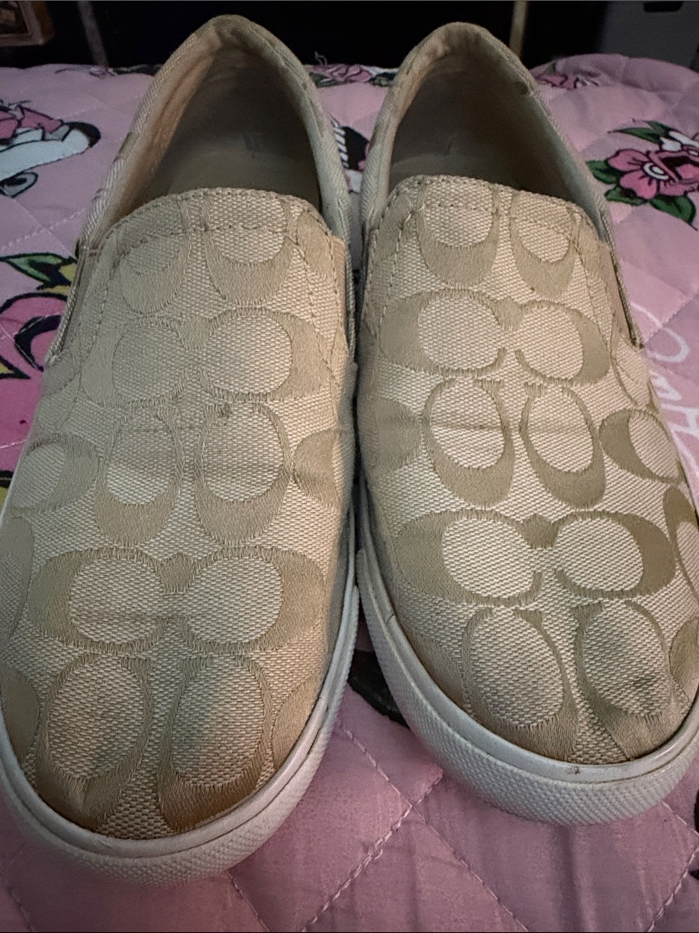 Coach Neutral Signature Canvas Slip-On Sneakers